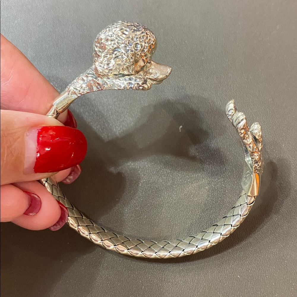 Dog Fever Poodle Silver Bangle Bracelet